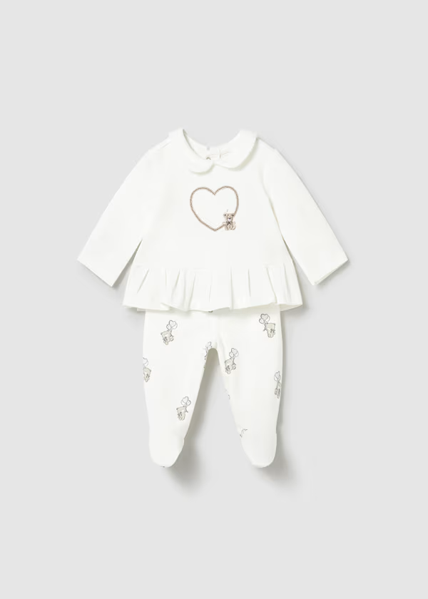 Compl. ghettina e maglietta cuore m/l neonata