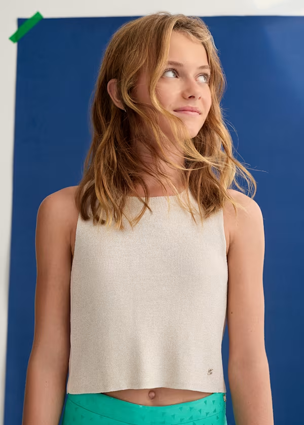 Top maglia effetto brillante