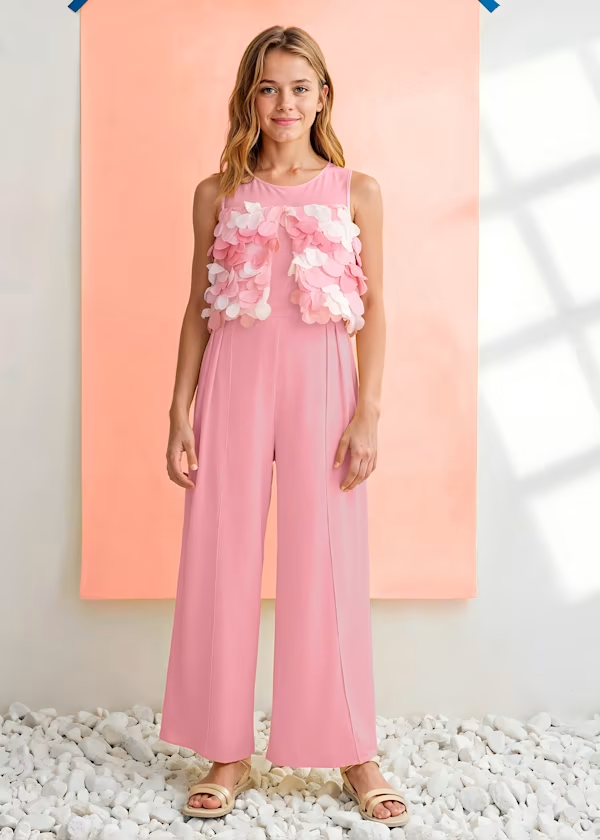 Tuta lunga chiffon fiori 3d