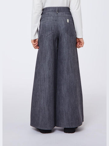 Liu-jo jeans in denim scuro con applicazione strass wide leg