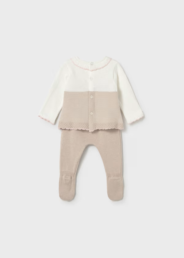 Completo ghettina e maglioncino tricot neonata
