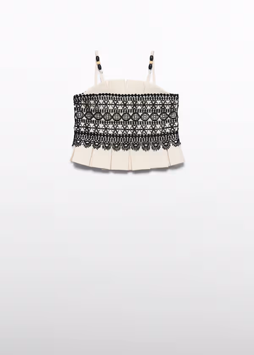 Top bretelle combinato guipur