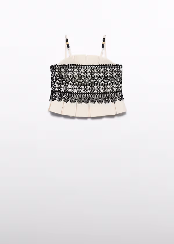 Top bretelle combinato guipur