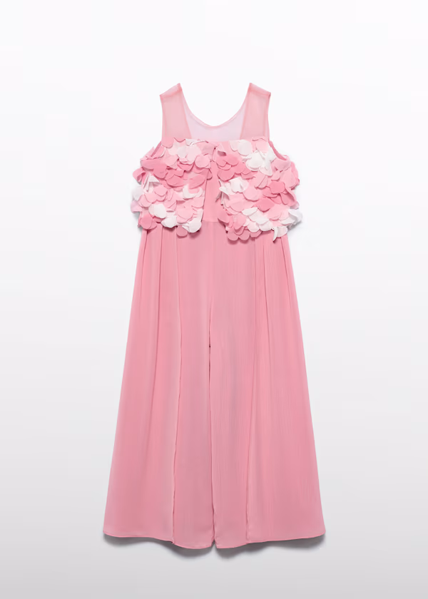 Tuta lunga chiffon fiori 3d