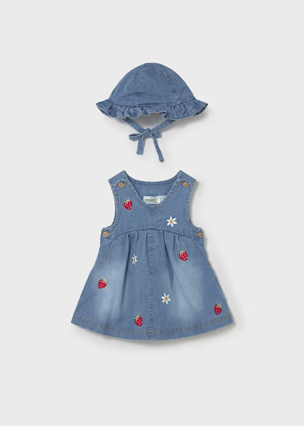 Vestito con cappello volant neonata