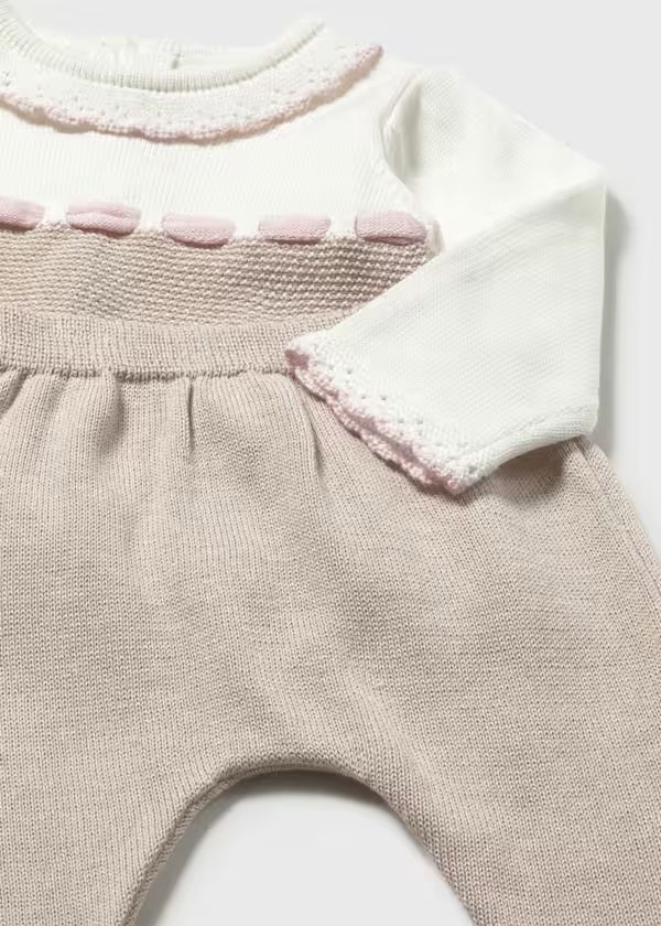 Completo ghettina e maglioncino tricot neonata