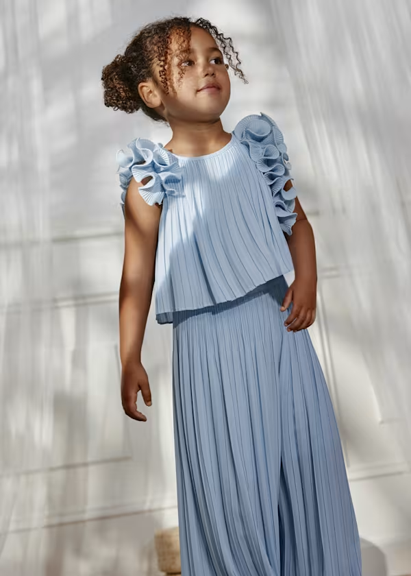 Completo pantalone chiffon plissettato