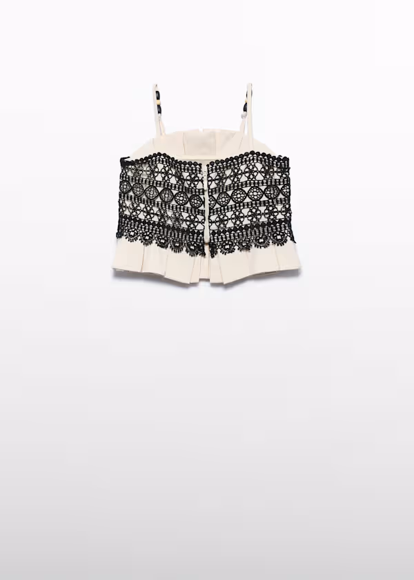 Top bretelle combinato guipur