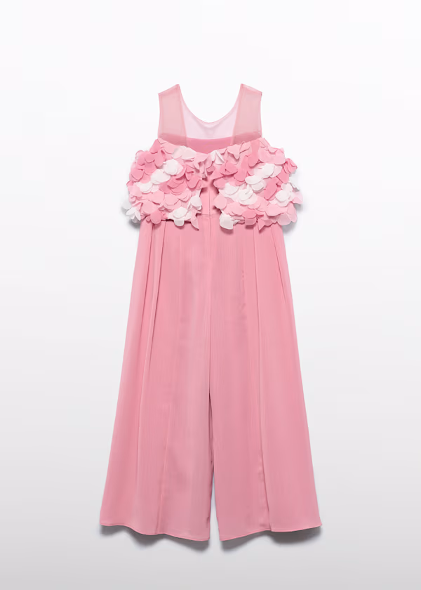 Tuta lunga chiffon fiori 3d