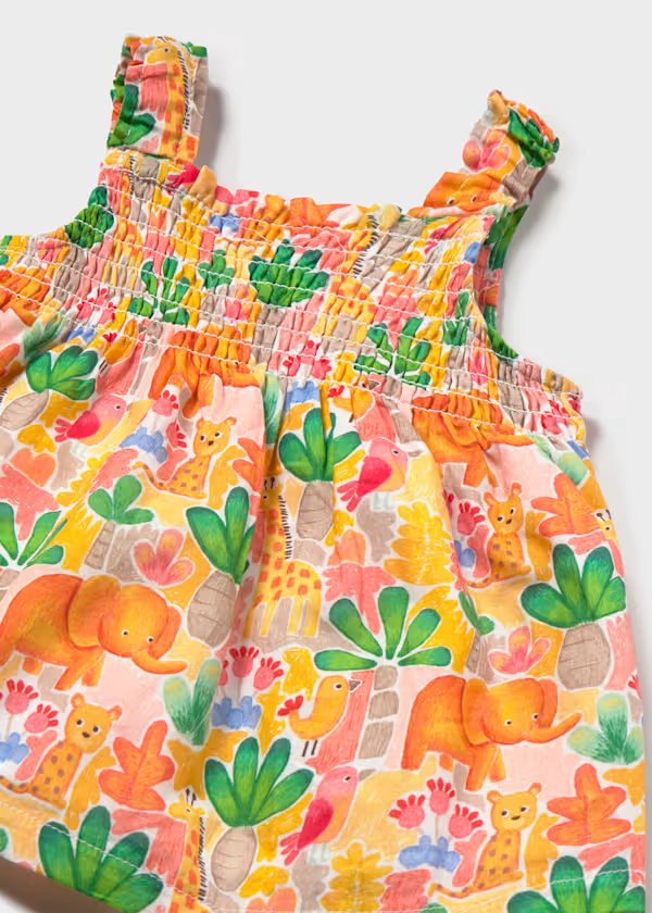 Vestito stampato con fascia abbinata