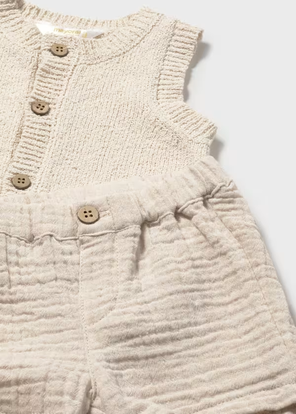 Set 3 pezzi con gilet neonato
