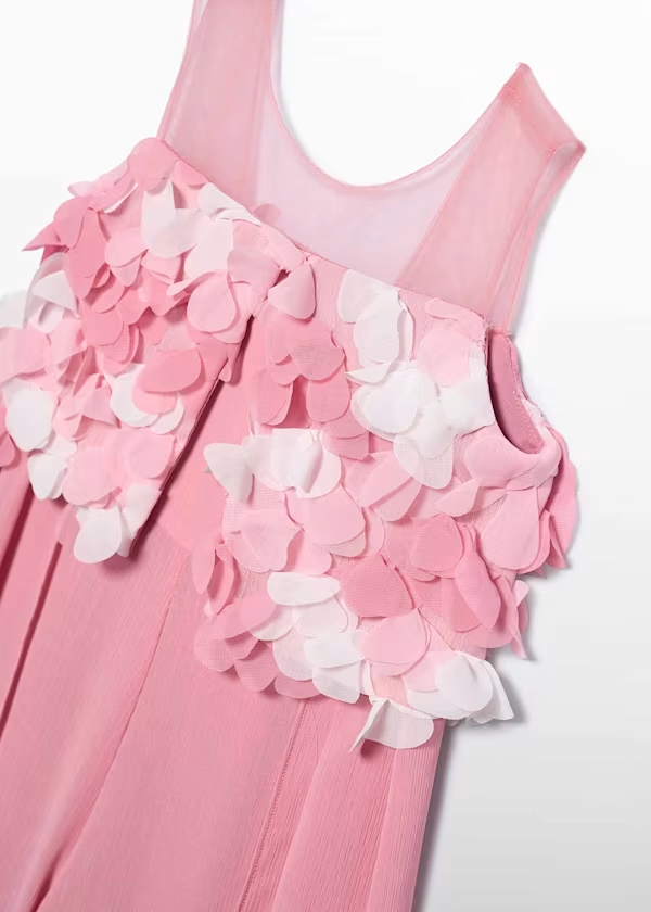 Tuta lunga chiffon fiori 3d