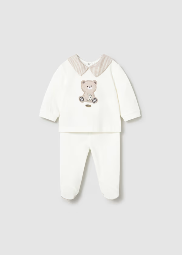 Completo ghettina e maglietta ricamata neonato