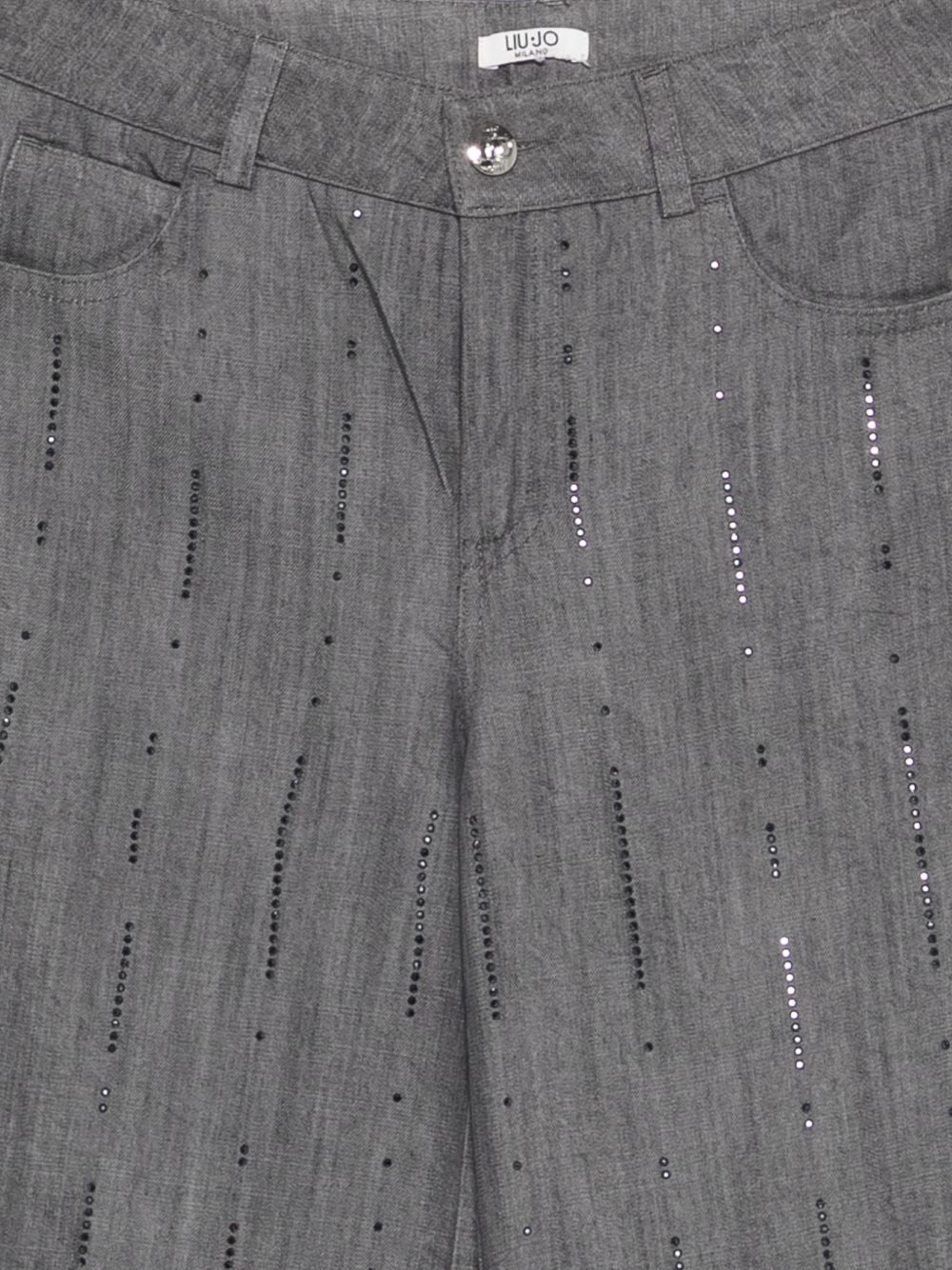 Liu-jo jeans in denim scuro con applicazione strass wide leg