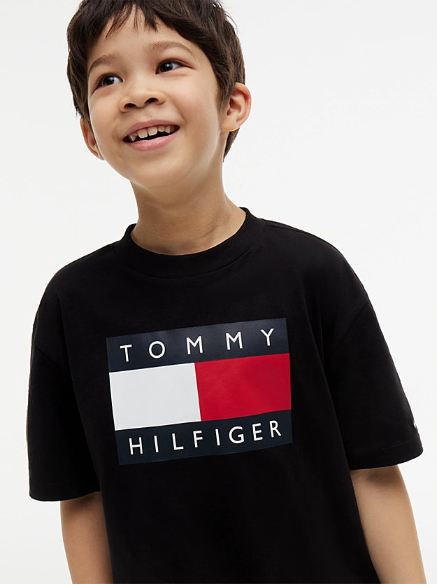 T-shirt in jersey con logo bandierina