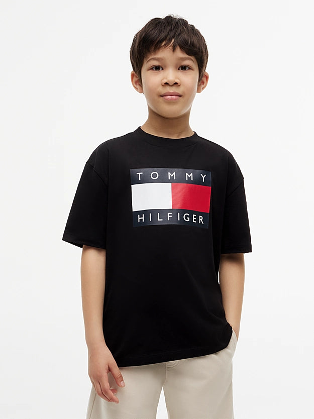 T-shirt in jersey con logo bandierina