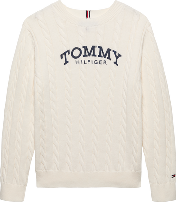 Pullover in maglia intrecciata con logo