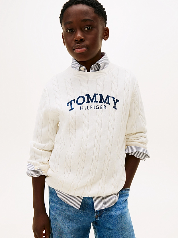 Pullover in maglia intrecciata con logo