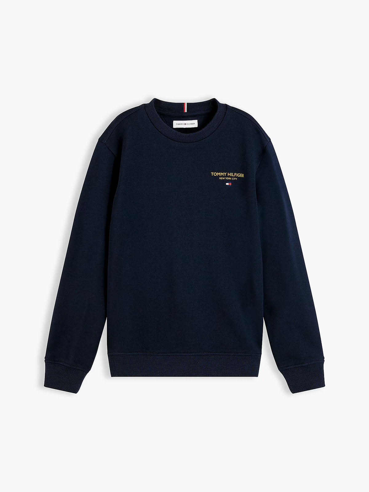 Pullover con logo e bandierina ricamata