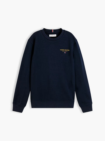Pullover con logo e bandierina ricamata