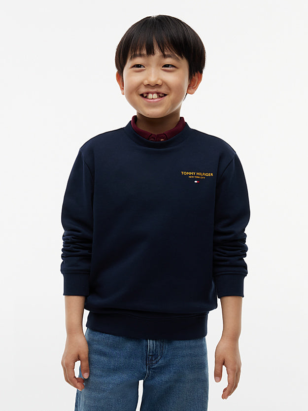 Pullover con logo e bandierina ricamata