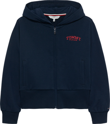 Felpa con cappuccio e zip in spugna con logo ricamato sul retro