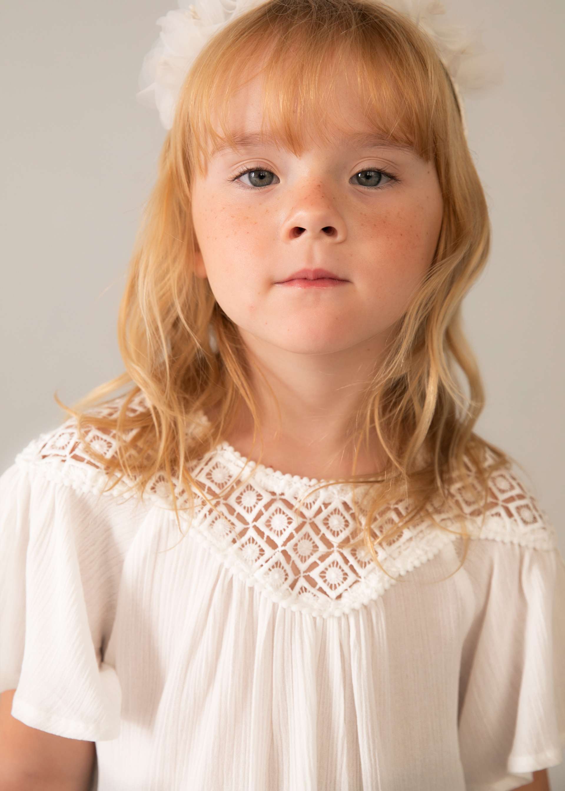 Blusa combinata guipur bambina