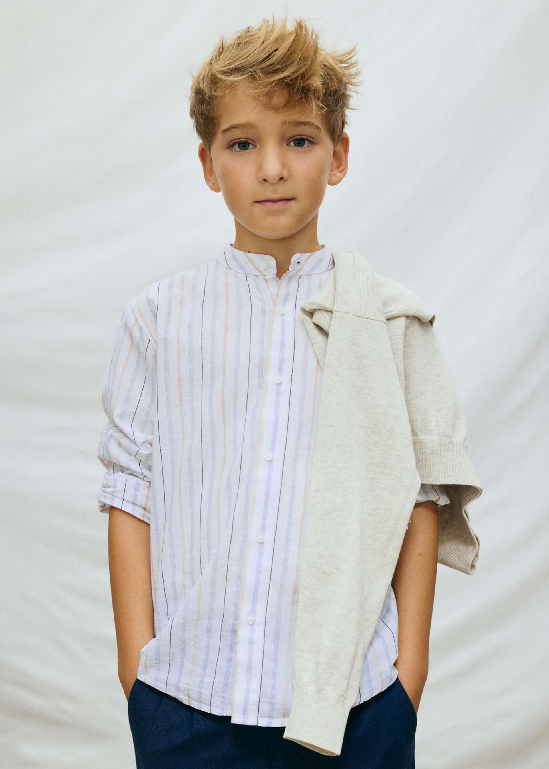 Camicia manica lunga colletto alla coreana ragazzo