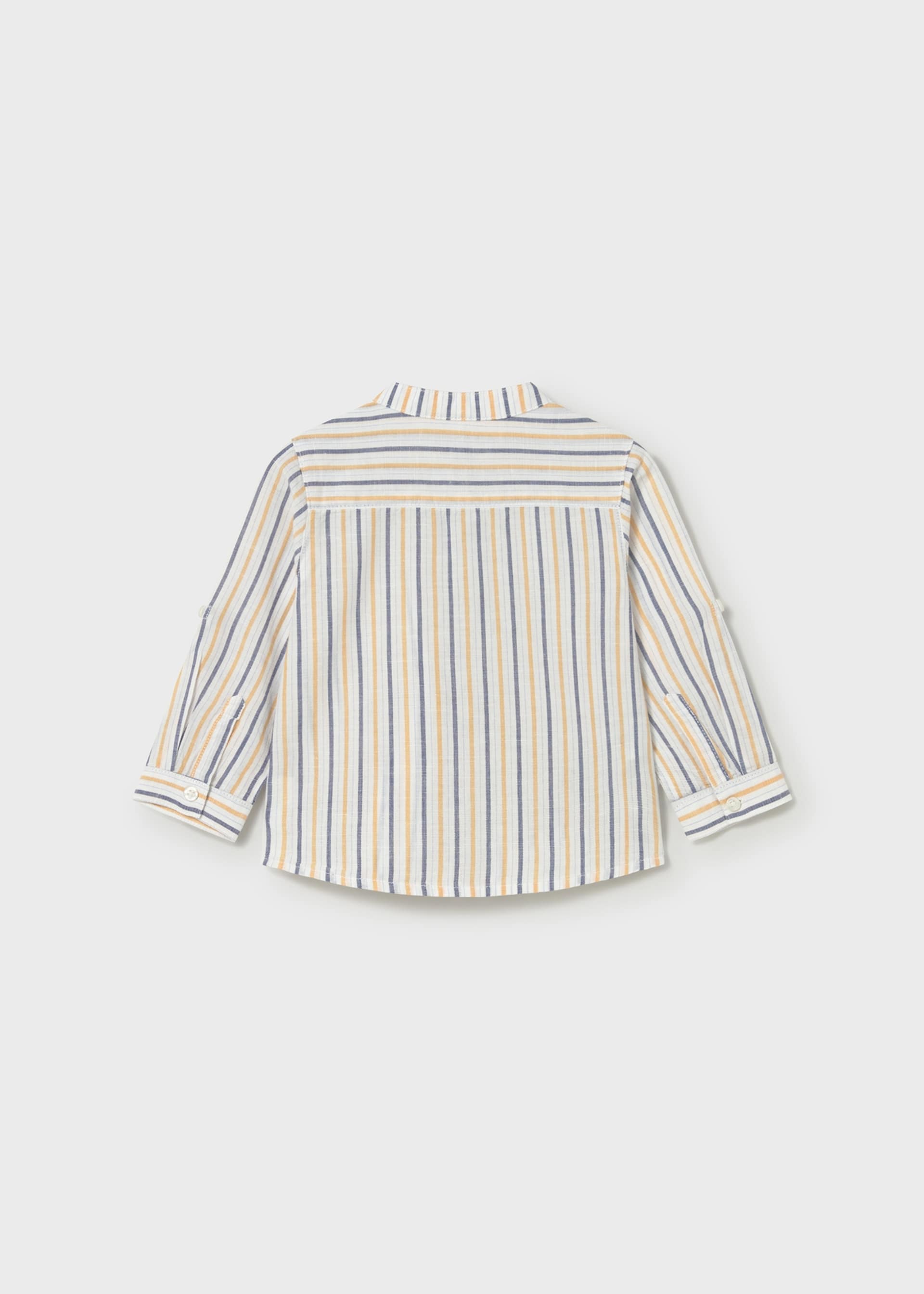 Camicia manica lunga in lino e collo alla coreana neonato