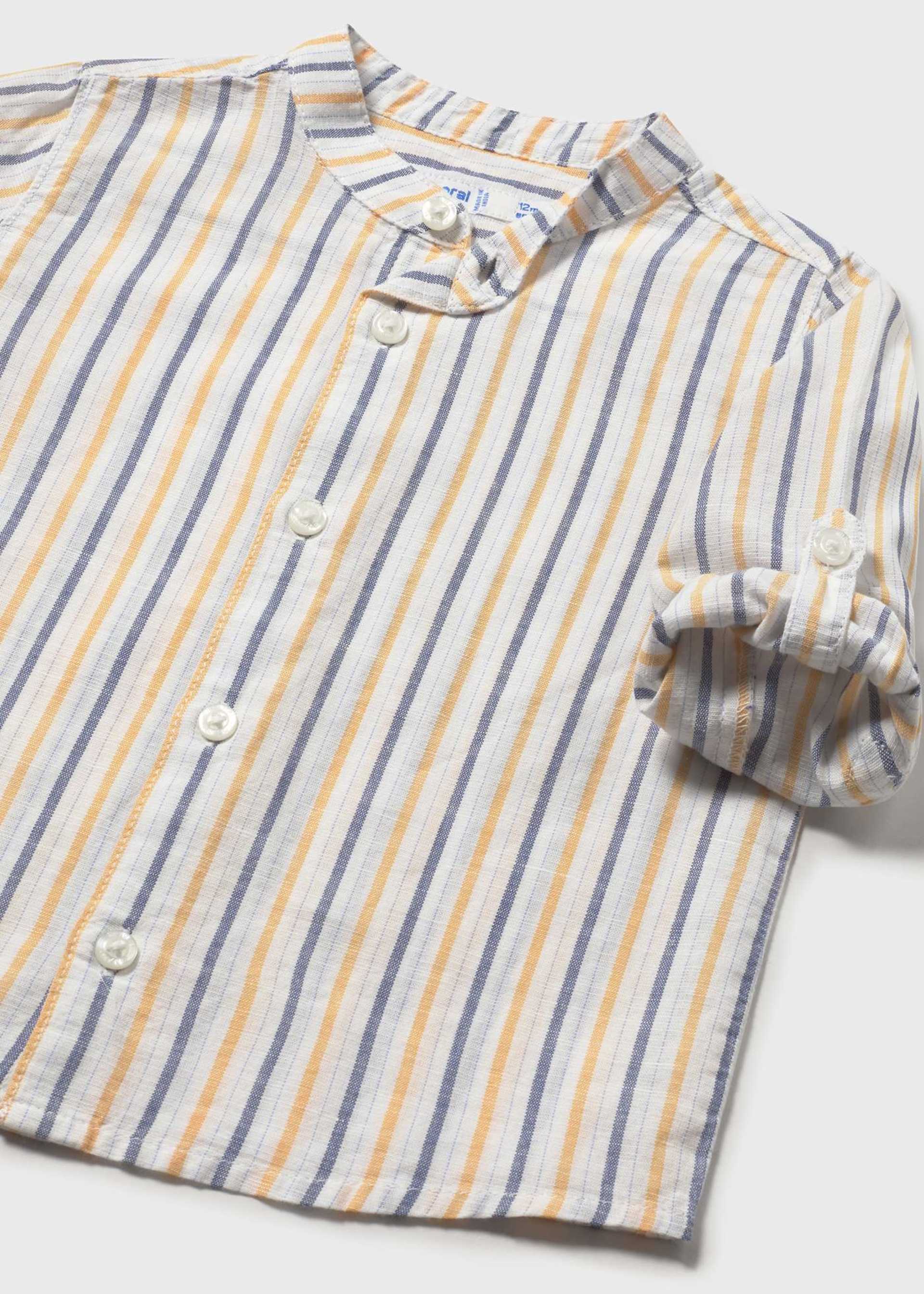 Camicia manica lunga in lino e collo alla coreana neonato