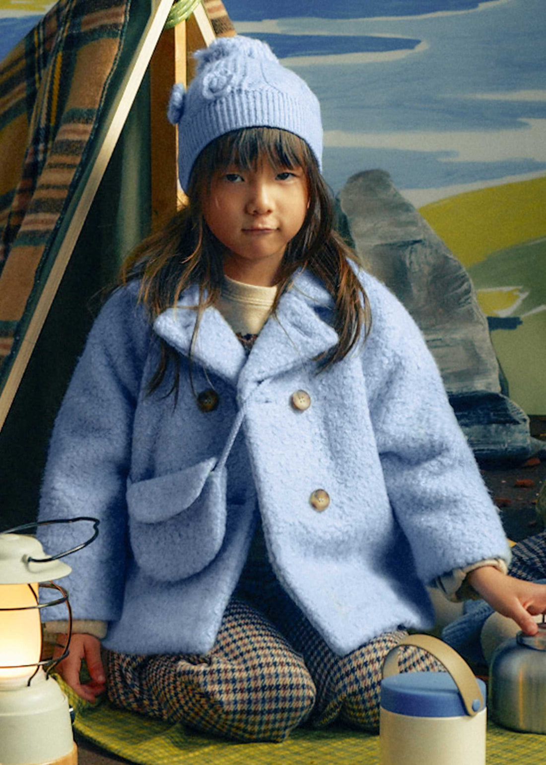 Cappotto teddy con borsa bambina