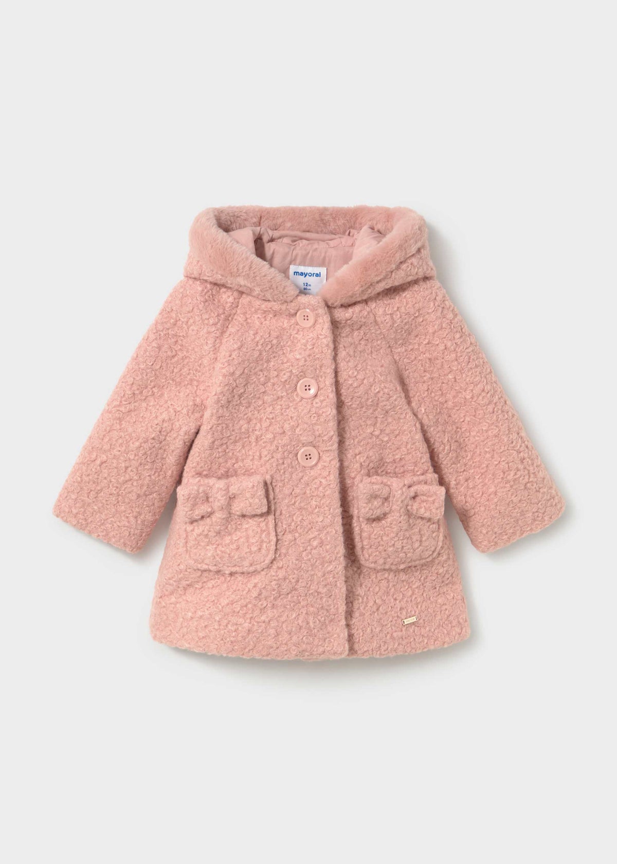 Cappotto teddy con cappuccio neonata