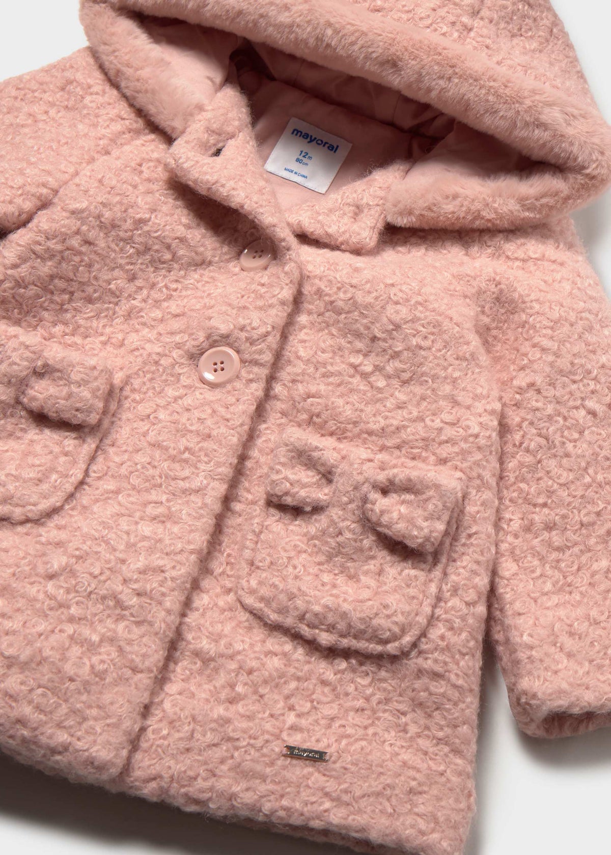 Cappotto teddy con cappuccio neonata
