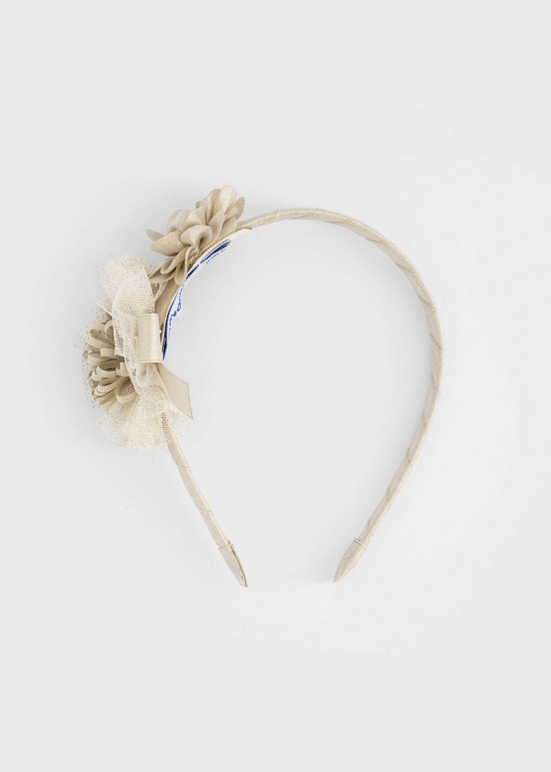 Cerchietto cerimonia fiore e fiocco bimba