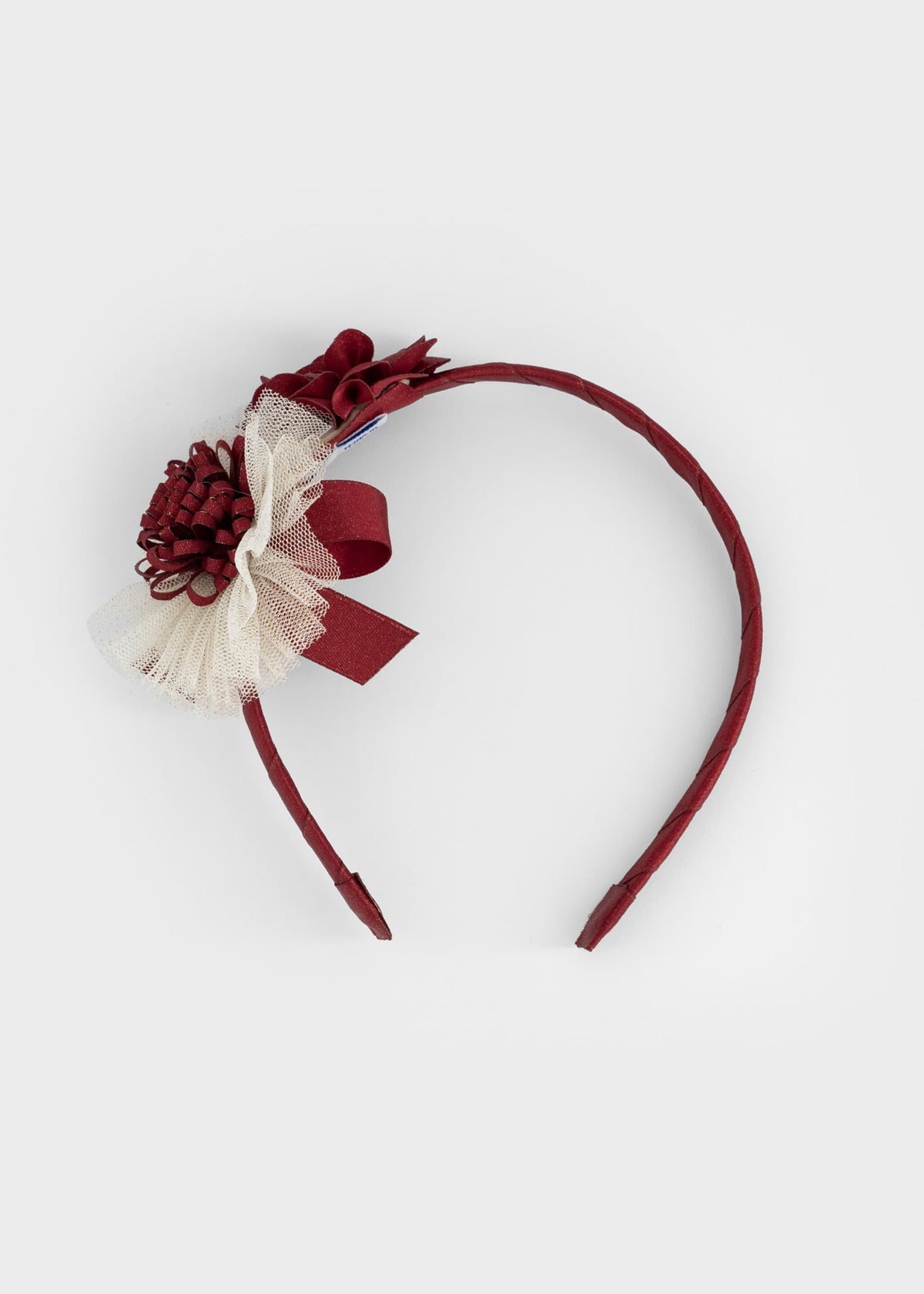 Cerchietto cerimonia fiore e fiocco bimba
