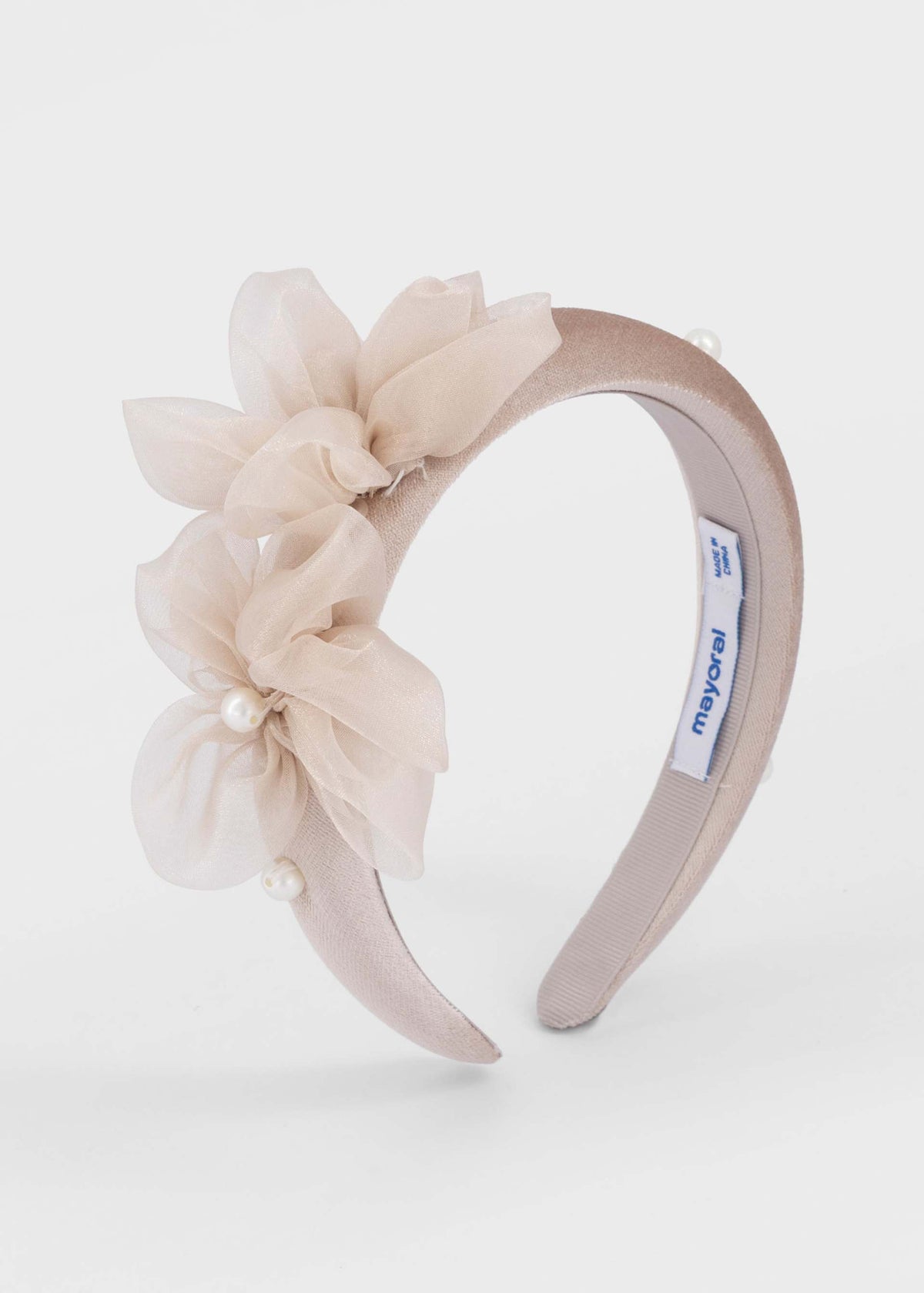 Cerchietto velluto fiori bambina