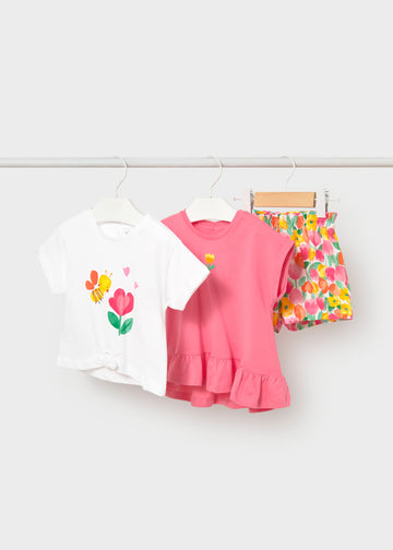 Completo 3 pezzi con pantaloncino neonata
