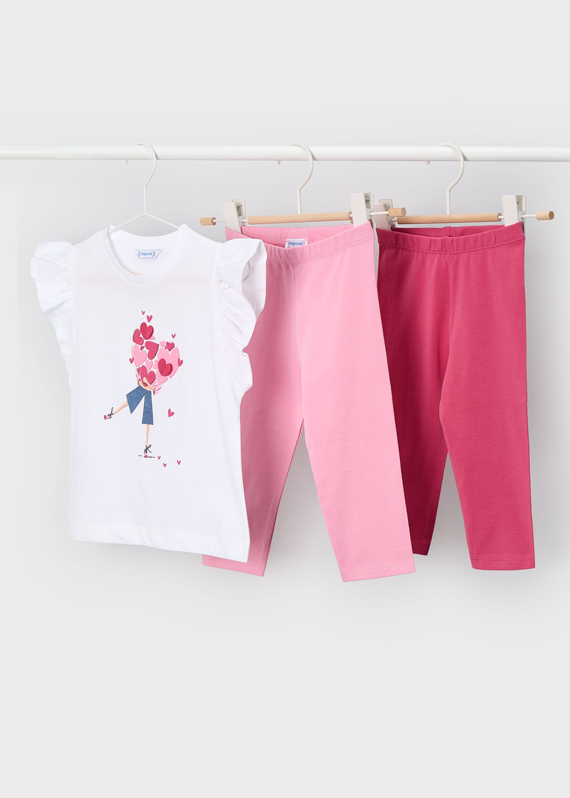 Completo 3 pezzi cuori bambina