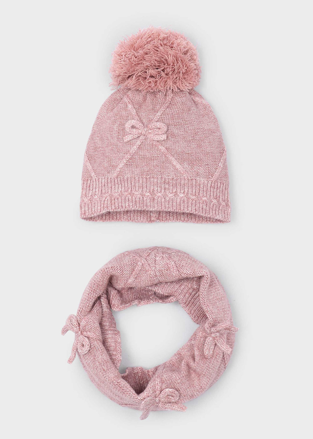 Completo cappello e scaldacollo fiocchi bambini