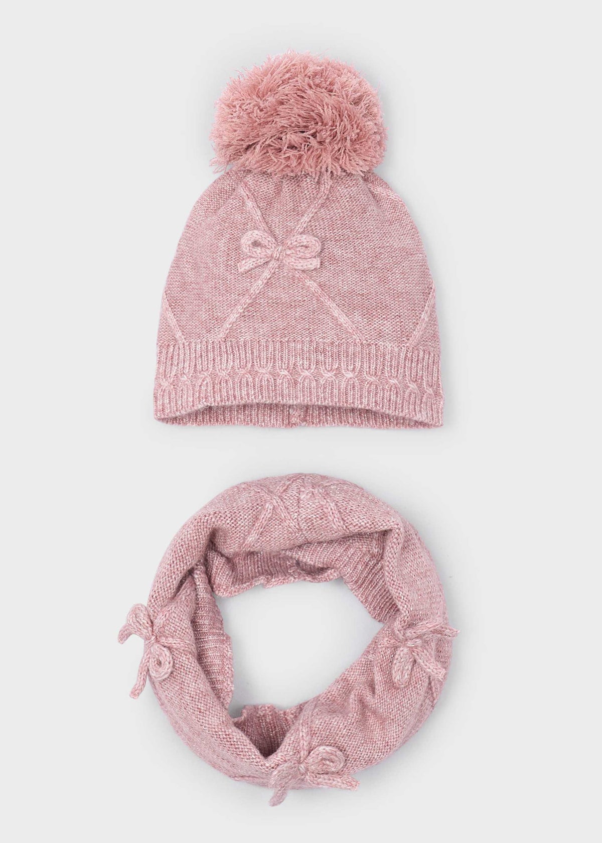 Completo cappello e scaldacollo fiocchi bambini