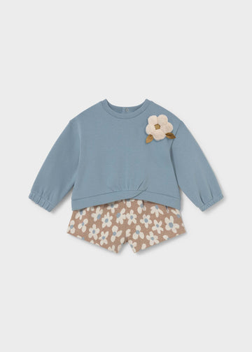 Completo con bermuda fiore bimba