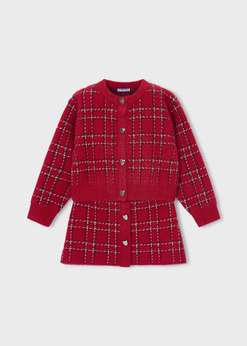 Completo gonna e cardigan in maglia bambina