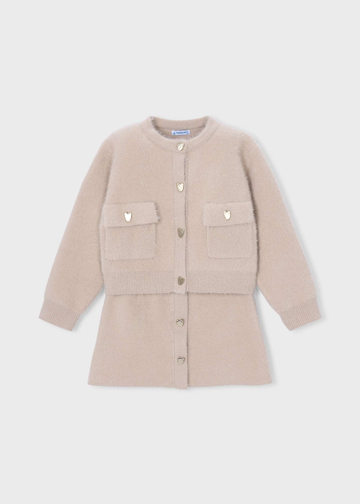 Completo gonna e cardigan in maglia bambina