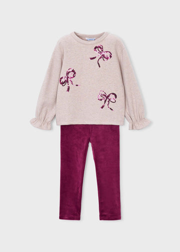 Completo leggings e felpa fiocchi bambina
