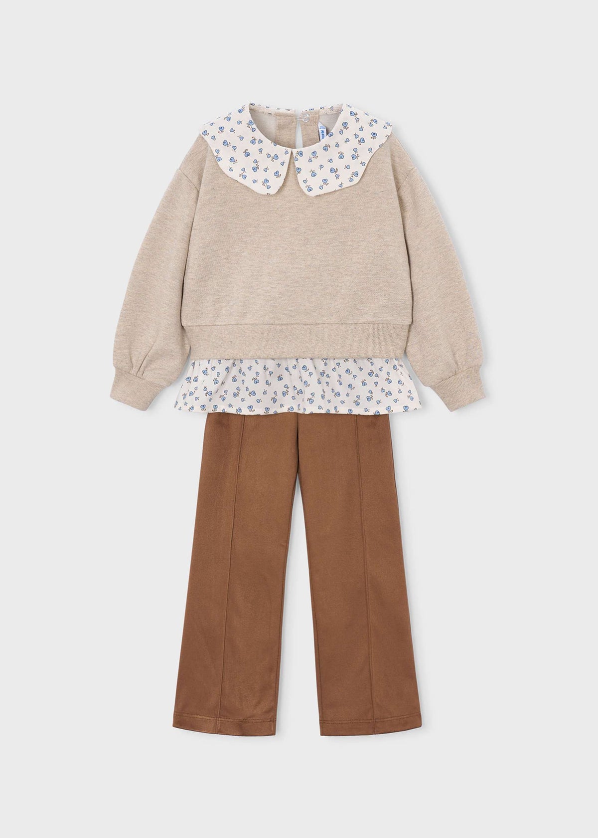 Completo leggings effetto pelle e blusa bambina