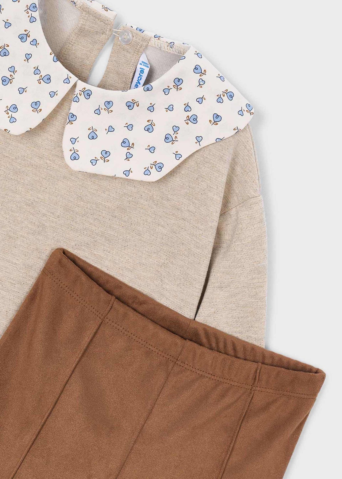 Completo leggings effetto pelle e blusa bambina