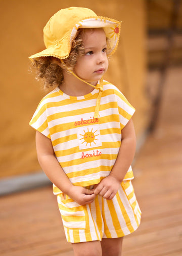 Completo pantaloncino e maglietta righe neonata