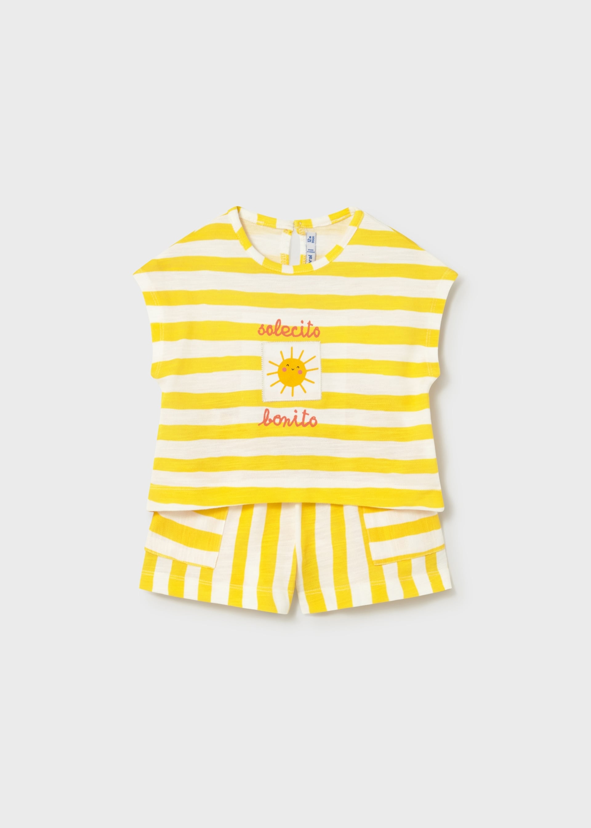 Completo pantaloncino e maglietta righe neonata
