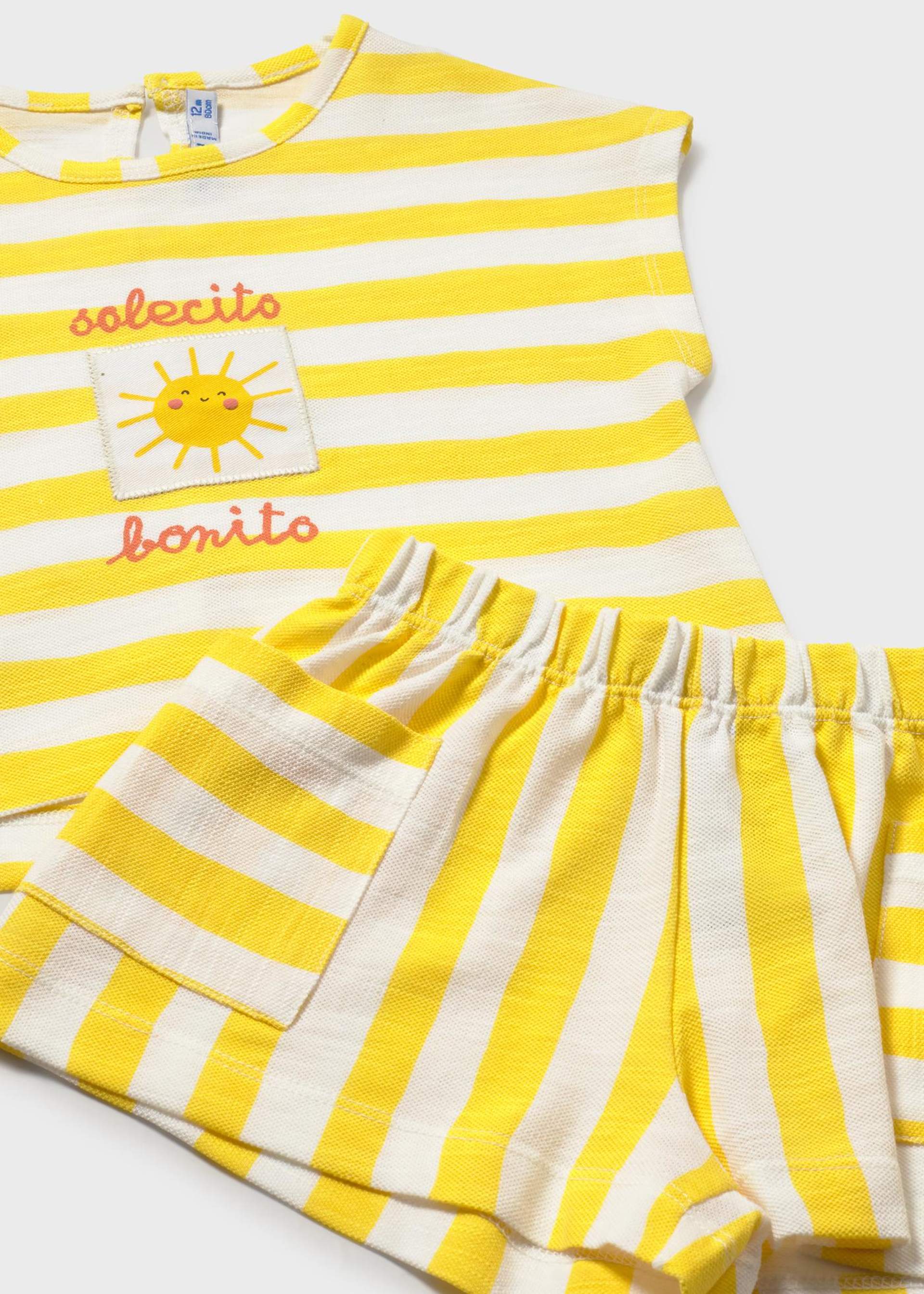 Completo pantaloncino e maglietta righe neonata