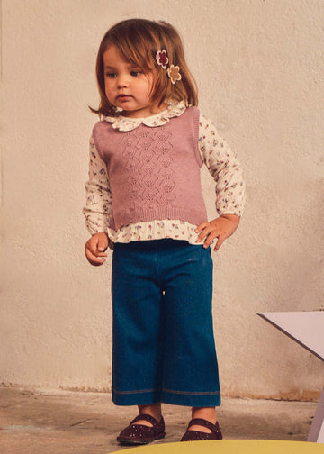 Completo pantalone e blusa con gilet bimba